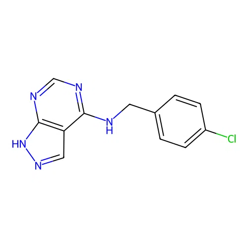 N-(4-chlorobenzyl)-1H-pyrazolo[3,4-d]pyrimidin-4-amine structure