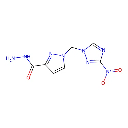 1-((3-Nitro-1H-1,2,4-triazol-1-yl)methyl)-1H-pyrazole-3-carbohydrazide structure