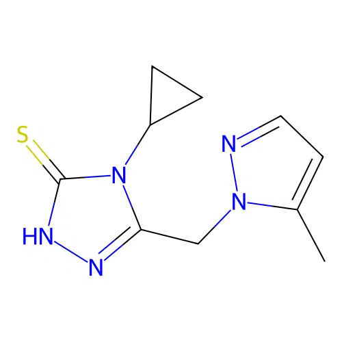 4-Cyclopropyl-5-((5-methyl-1H-pyrazol-1-yl)methyl)-4H-1,2,4-triazole-3-thiol structure