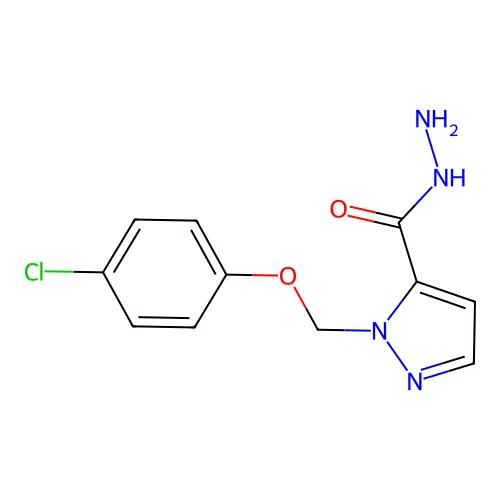 1-((4-Chlorophenoxy)methyl)-1H-pyrazole-5-carbohydrazide structure