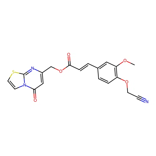 (5-oxo-[1,3]thiazolo[3,2-a]pyrimidin-7-yl)methyl (E)-3-[4-(cyanomethoxy)-3-methoxyphenyl]prop-2-enoate structure