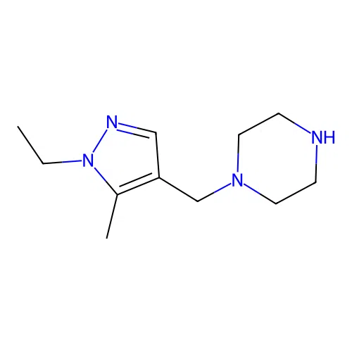 1-[(1-ethyl-5-methyl-1H-pyrazol-4-yl)methyl]piperazine structure