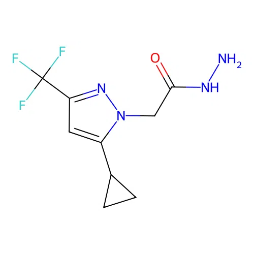 2-[5-cyclopropyl-3-(trifluoromethyl)-1H-pyrazol-1-yl]acetohydrazide structure