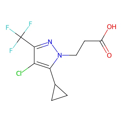 3-[4-chloro-5-cyclopropyl-3-(trifluoromethyl)-1H-pyrazol-1-yl]propanoic acid structure