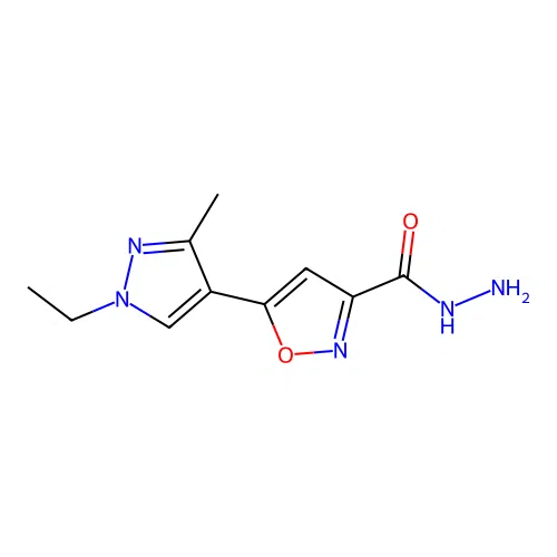 5-(1-Ethyl-3-methyl-1H-pyrazol-4-yl)isoxazole-3-carbohydrazide structure