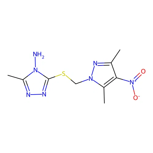 C9H13N7O2S structure