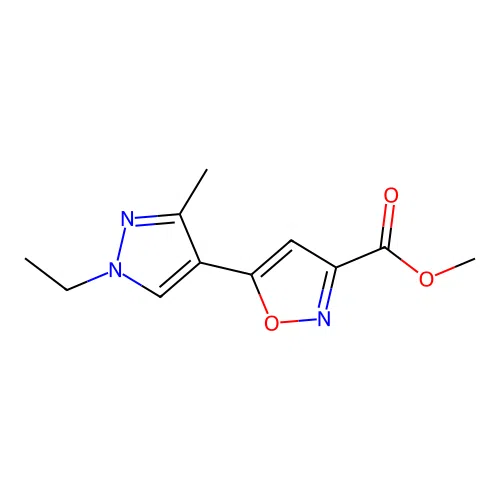 Methyl 5-(1-ethyl-3-methyl-1H-pyrazol-4-yl)isoxazole-3-carboxylate structure