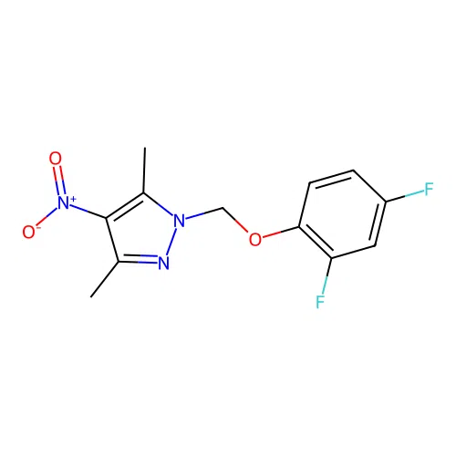 1-((2,4-Difluorophenoxy)methyl)-3,5-dimethyl-4-nitro-1H-pyrazole structure