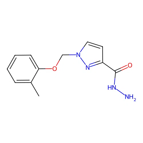 1-[(2-methylphenoxy)methyl]-1H-pyrazole-3-carbohydrazide structure