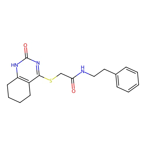 2-((2-oxo-1,2,5,6,7,8-hexahydroquinazolin-4-yl)thio)-N-phenethylacetamide structure