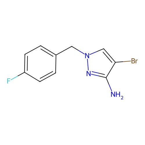4-bromo-1-(4-fluorobenzyl)-1H-pyrazol-3-amine structure
