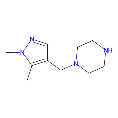 1-((1,5-Dimethyl-1H-pyrazol-4-yl)methyl)piperazine structure