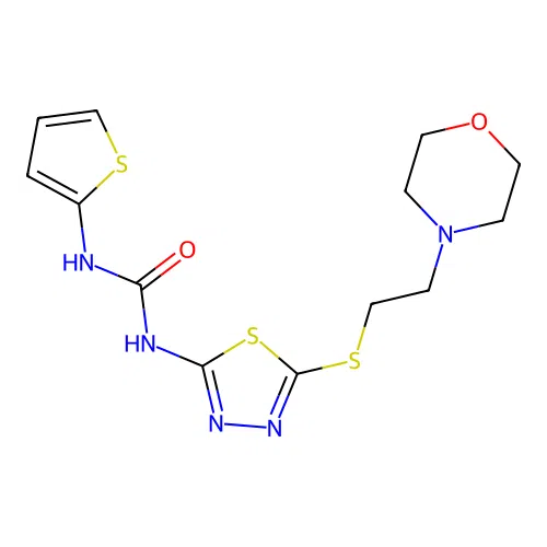 1-(5-((2-Morpholinoethyl)thio)-1,3,4-thiadiazol-2-yl)-3-(thiophen-2-yl)urea structure