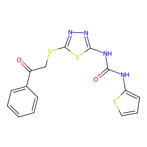 1-(5-((2-Oxo-2-phenylethyl)thio)-1,3,4-thiadiazol-2-yl)-3-(thiophen-2-yl)urea structure