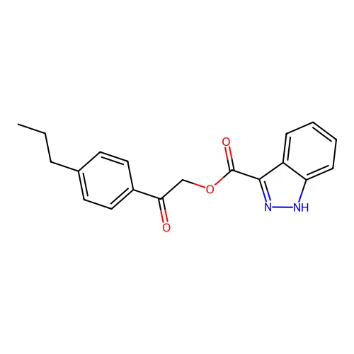 [2-oxo-2-(4-propylphenyl)ethyl] 1H-indazole-3-carboxylate structure