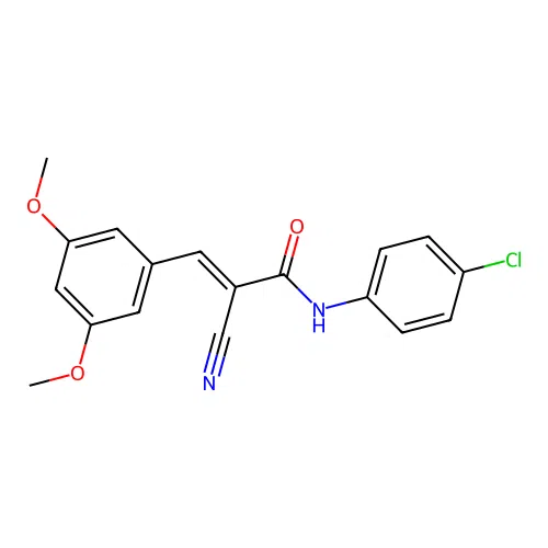 N-(4-chlorophenyl)-2-cyano-3-(3,5-dimethoxyphenyl)prop-2-enamide structure