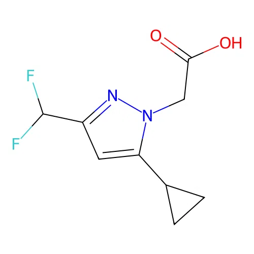 2-[5-cyclopropyl-3-(difluoromethyl)-1H-pyrazol-1-yl]acetic acid structure