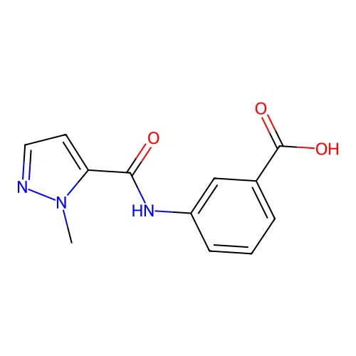 3-{[(1-methyl-1H-pyrazol-5-yl)carbonyl]amino}benzoic acid structure