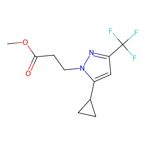 methyl 3-[5-cyclopropyl-3-(trifluoromethyl)-1H-pyrazol-1-yl]propanoate structure