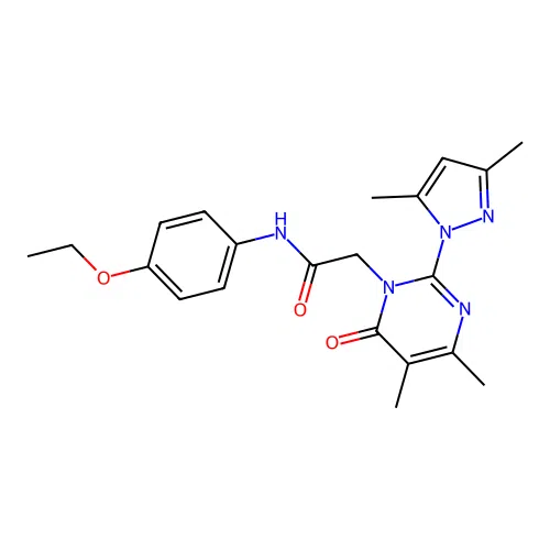 2-[2-(3,5-dimethylpyrazol-1-yl)-4,5-dimethyl-6-oxopyrimidin-1-yl]-N-(4-ethoxyphenyl)acetamide structure