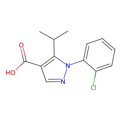 1-(2-chlorophenyl)-5-(propan-2-yl)-1H-pyrazole-4-carboxylic acid structure