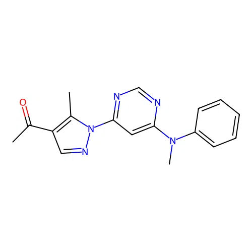 1-(5-methyl-1-(6-(methyl(phenyl)amino)pyrimidin-4-yl)-1H-pyrazol-4-yl)ethanone structure