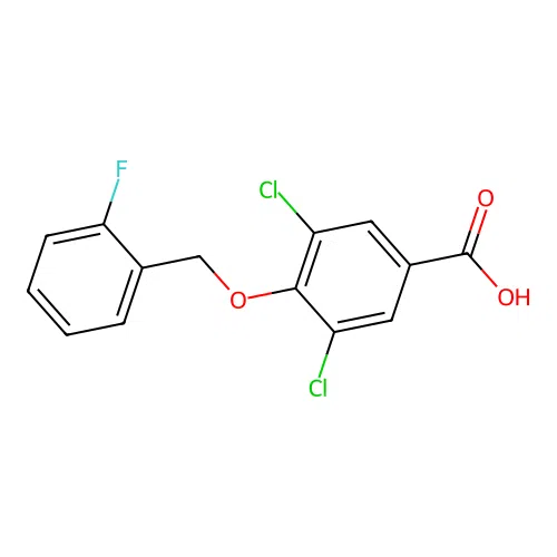 3,5-dichloro-4-[(2-fluorophenyl)methoxy]benzoic Acid structure