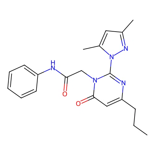 2-(2-(3,5-dimethyl-1H-pyrazol-1-yl)-6-oxo-4-propylpyrimidin-1(6H)-yl)-N-phenylacetamide structure