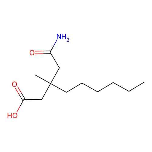 3-(2-Amino-2-oxoethyl)-3-methylnonanoic acid structure