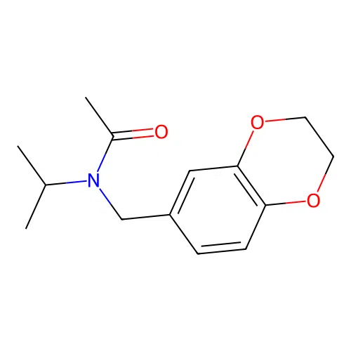 N-(2,3-dihydro-1,4-benzodioxin-6-ylmethyl)-N-propan-2-ylacetamide structure