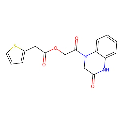 2-(3,4-Dihydro-3-oxo-1(2H)-quinoxalinyl)-2-oxoethyl 2-thiopheneacetate structure
