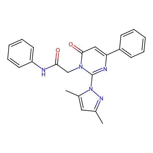 2-[2-(3,5-dimethylpyrazol-1-yl)-6-oxo-4-phenylpyrimidin-1-yl]-N-phenylacetamide structure