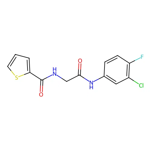 N-[2-(3-chloro-4-fluoroanilino)-2-oxoethyl]thiophene-2-carboxamide structure