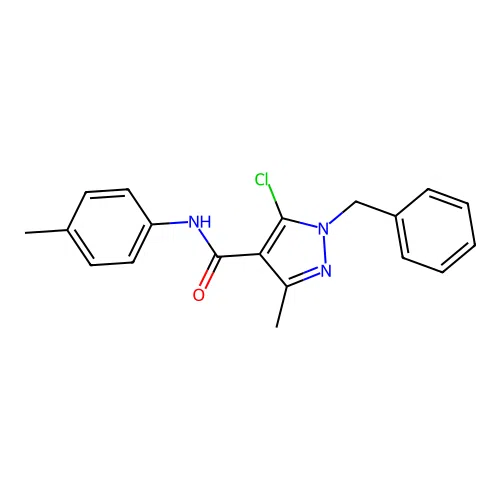 1-benzyl-5-chloro-3-methyl-N-(4-methylphenyl)pyrazole-4-carboxamide structure