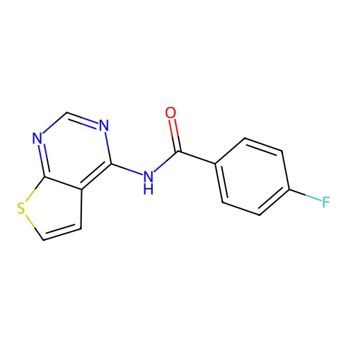 4-fluoro-N-(thieno[2,3-d]pyrimidin-4-yl)benzamide structure