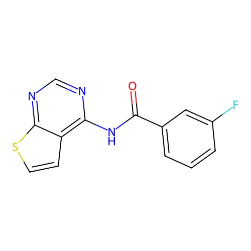 3-fluoro-N-(thieno[2,3-d]pyrimidin-4-yl)benzamide structure