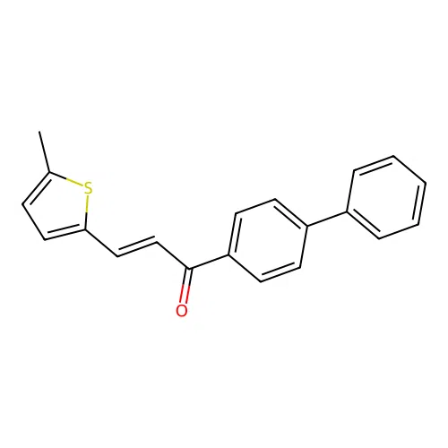 (E)-3-(5-methylthiophen-2-yl)-1-(4-phenylphenyl)prop-2-en-1-one structure