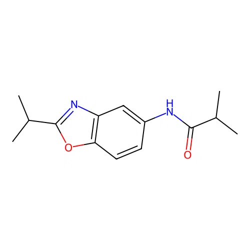 2-methyl-N-(2-propan-2-yl-1,3-benzoxazol-5-yl)propanamide structure
