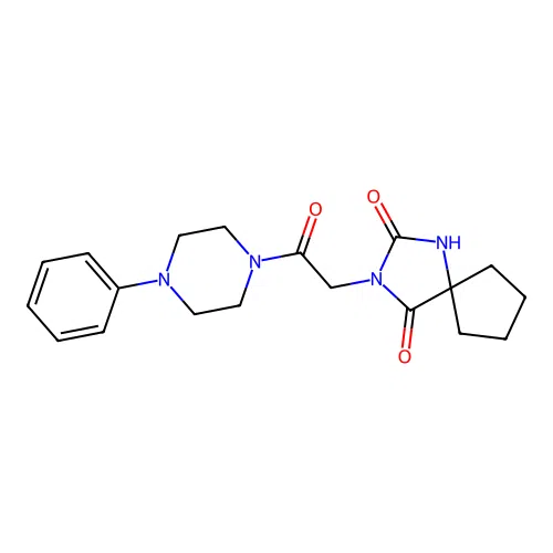 3-(2-Oxo-2-(4-phenylpiperazin-1-yl)ethyl)-1,3-diazaspiro[4.4]nonane-2,4-dione structure