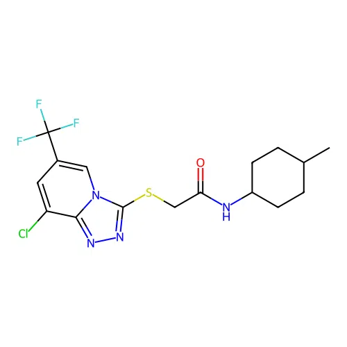 2-[[8-chloro-6-(trifluoromethyl)-[1,2,4]triazolo[4,3-a]pyridin-3-yl]sulfanyl]-N-(4-methylcyclohexyl)acetamide structure