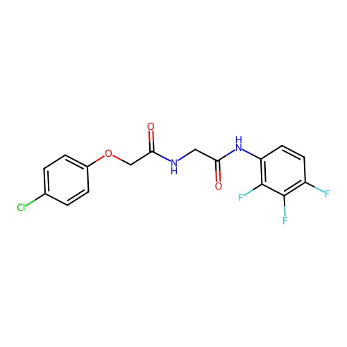 2-(4-Chlorophenoxy)-N-{[(2,3,4-trifluorophenyl)carbamoyl]methyl}acetamide structure