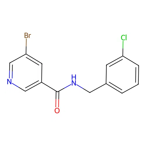 5-bromo-N-[(3-chlorophenyl)methyl]pyridine-3-carboxamide structure