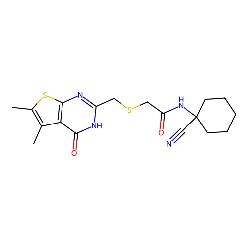 N-(1-cyanocyclohexyl)-2-[({5,6-dimethyl-4-oxo-3H,4H-thieno[2,3-d]pyrimidin-2-yl}methyl)sulfanyl]acetamide structure