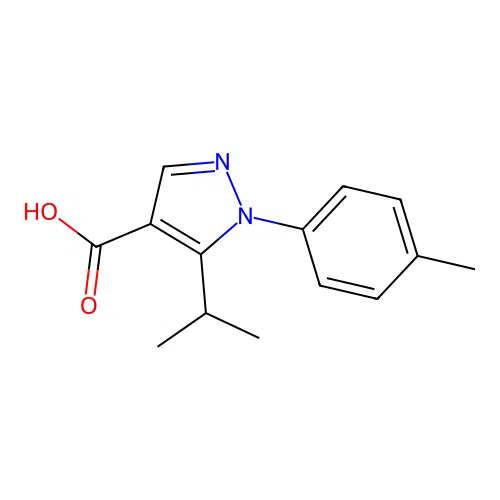 1-(4-methylphenyl)-5-(propan-2-yl)-1H-pyrazole-4-carboxylic acid structure