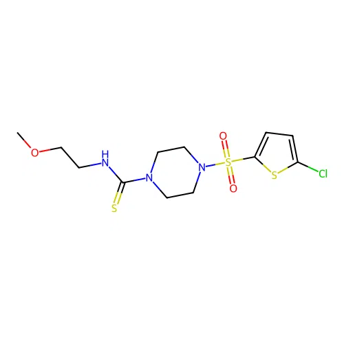 4-(5-chlorothiophen-2-yl)sulfonyl-N-(2-methoxyethyl)piperazine-1-carbothioamide structure