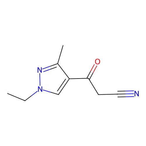 3-(1-ethyl-3-methyl-1H-pyrazol-4-yl)-3-oxopropanenitrile structure