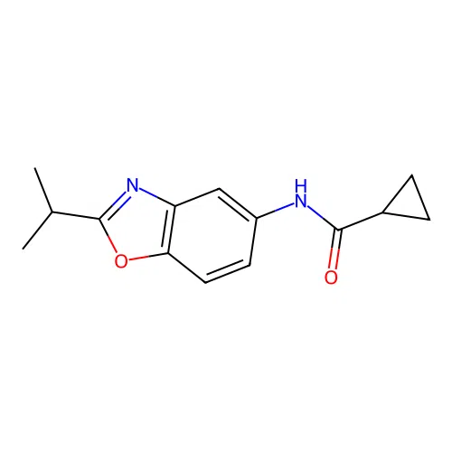 N-(2-propan-2-yl-1,3-benzoxazol-5-yl)cyclopropanecarboxamide structure