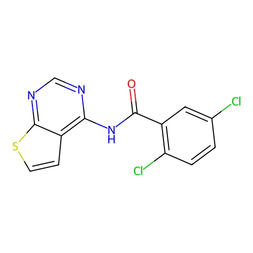 2,5-dichloro-N-(thieno[2,3-d]pyrimidin-4-yl)benzamide structure