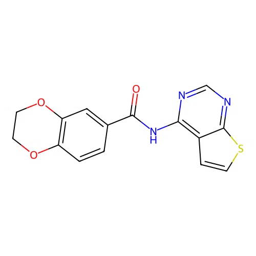 N-{Thieno[2,3-D]pyrimidin-4-YL}-2,3-dihydro-1,4-benzodioxine-6-carboxamide structure