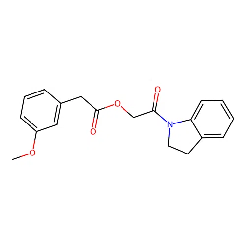 2-(2,3-dihydro-1H-indol-1-yl)-2-oxoethyl (3-methoxyphenyl)acetate structure